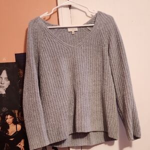Gray V-Neck Sweater